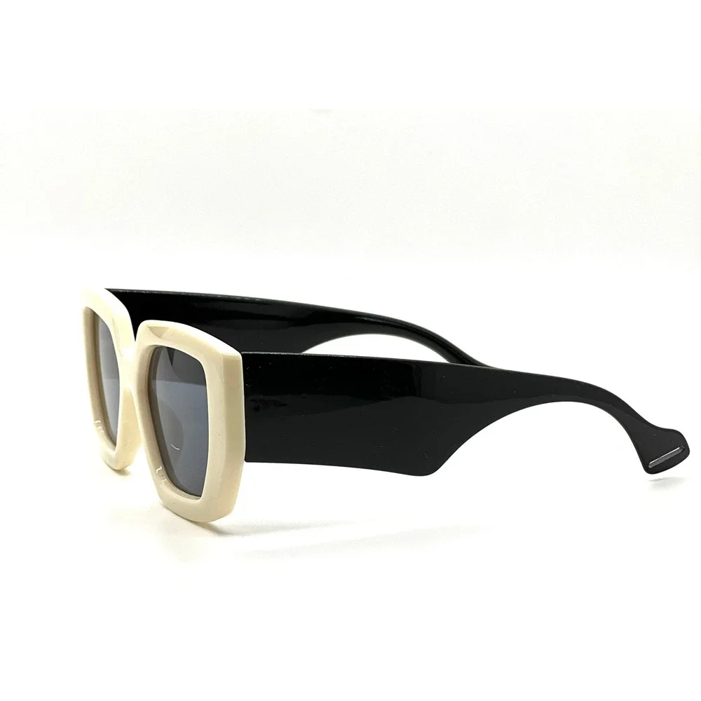 Bold‎ Square Sunglasses Cream Black Frame Mens Designer Style Oversized Men 2026